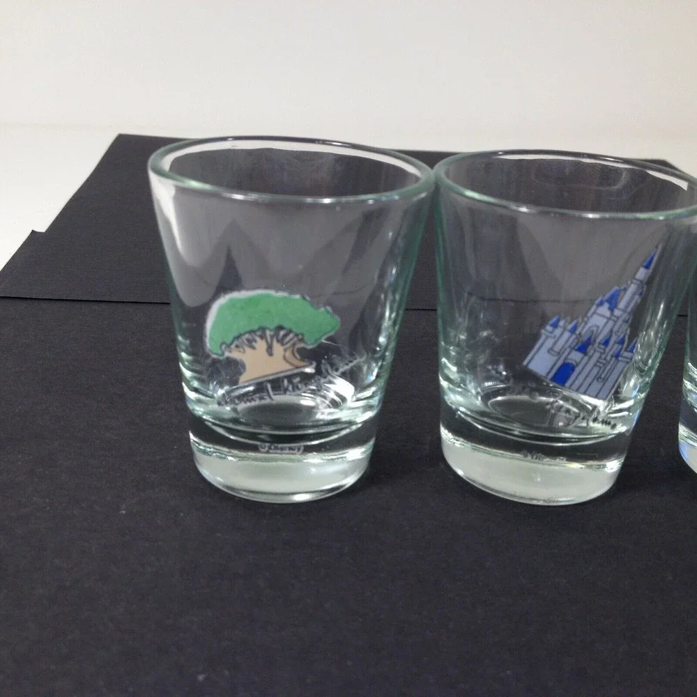 3 Disney World Magic Kingdon Animal Kingdom Epcot Souvenir Shot Glass Set of 3